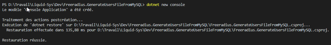 "dotnet new console"